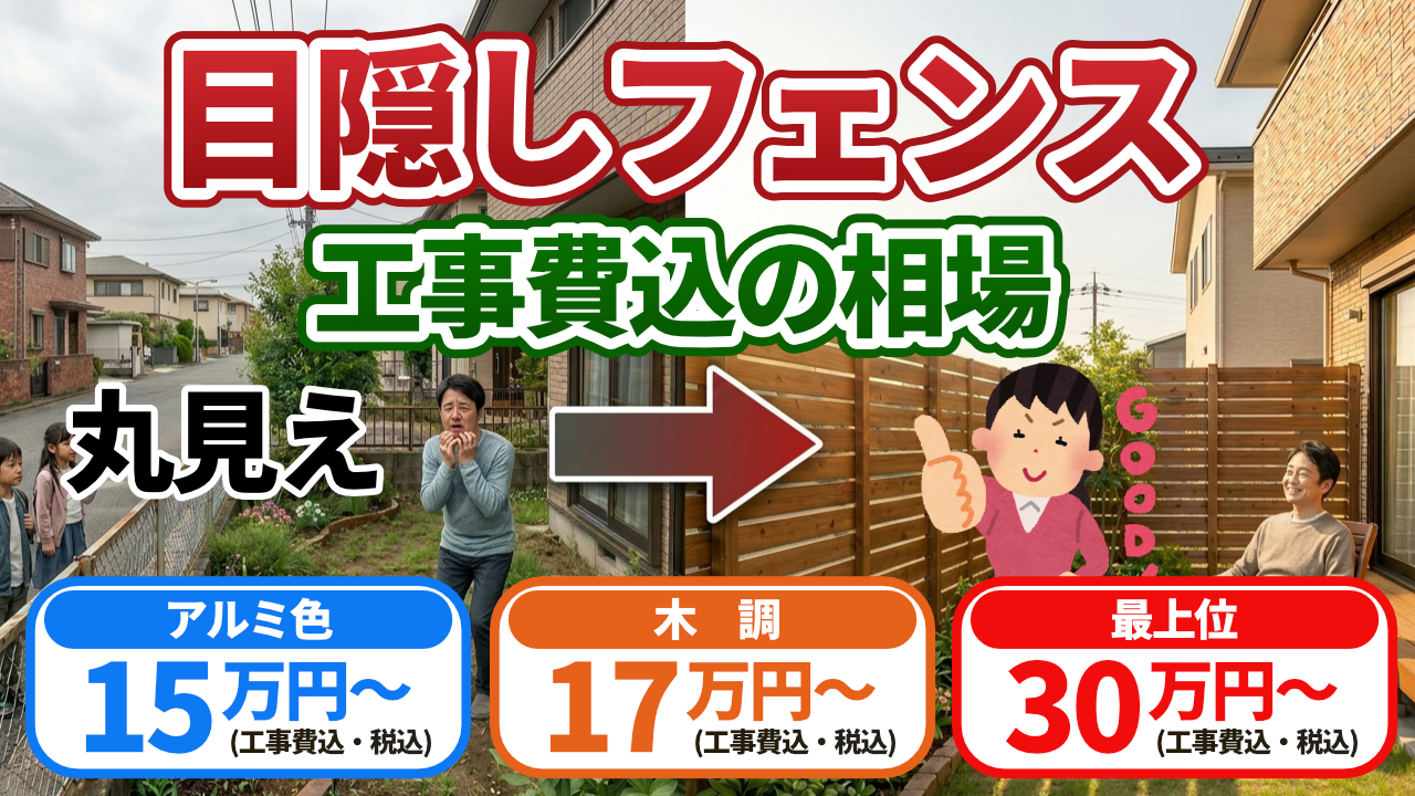目隠しフェンスの工事費込み相場をプロが解説｜パターン別の総額目安 