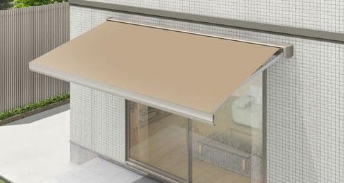 リクシル　彩風　L型　フリルタイプ　電動式(スイッチ　室外露出型)　間口　2730×出幅　1500　グリーン系　アクリル グリーン系 リクシル 彩風 L型 フリルタイプ 電動式(スイッチ 室外露出型) 間口 3640×