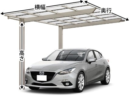 フーゴF 1台用 ＜車1台＞のサイズ名称