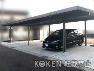 愛知県Ｉ様 テリオスポートⅢ 1500タイプ 横連棟+間口延長（2台+2台+間口延長） 施工例