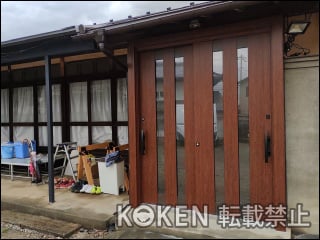 山梨県山梨市Ｉ様 リシェント 玄関引戸2 P17型 施工例